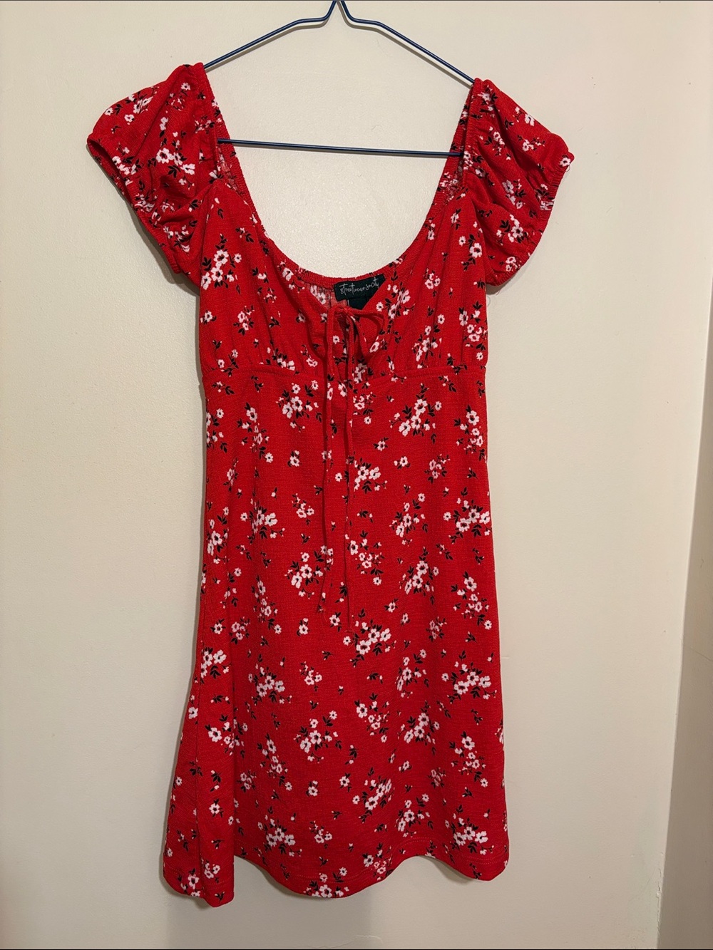 Women’s Red Floral Tie-Front Summer Dress